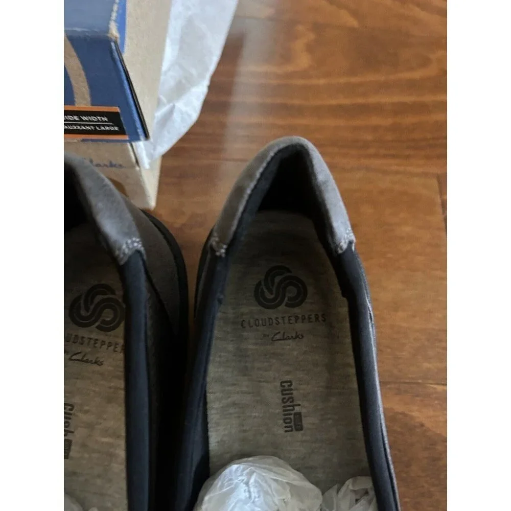 Clarks Women's Step Rose Moon Platform Gray & Black Wedge Shoes‎ NEW 6.5 W